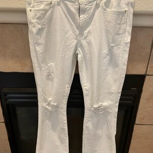 Women's Distressed White Jeans